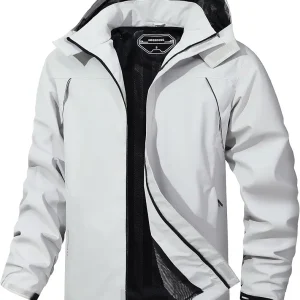 Outdoor Men's Waterproof Raincoat Windbreaker Lightweight Rain Jacket with Detachable Hood