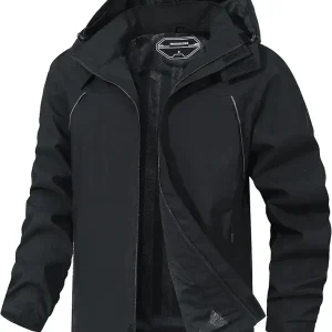 Outdoor Men's Waterproof Raincoat Windbreaker Lightweight Rain Jacket with Detachable Hood