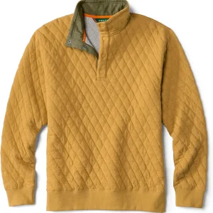 Outdoor Quilted Snap Men's Pullover Sweatshirt - Mockneck Style Sweatshirt For Men with Four-Snap Quarter Placket
