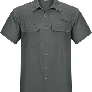 Outdoor Ventures Men's Lightweight Short Sleeve Fishing Shirt UPF 50 Button Down Quick Dry Cooling Hiking Travel Safari Shirt