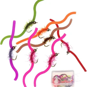 OutdoorFishing Trout Fly Assortment - San Juan Worm Power Bead 1 Dozen Wet Nymph Fly Fishing Flies -20-50Pcs