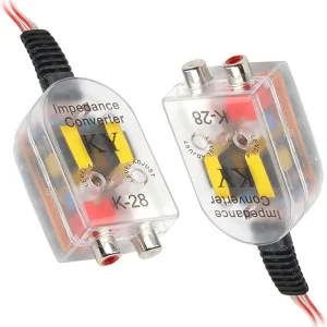Pack-2 Car CD Player High to Low Modified Harness, Speaker Output to RCA Line Control Audio Signal Adapter, High Frequency to Low Frequency Output Converter, Universal for Cars (Transparent)