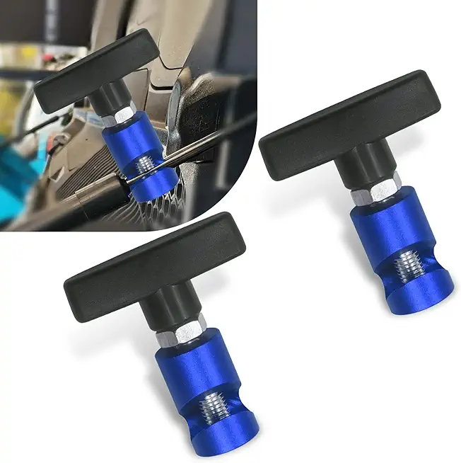 Pack-2 Car Engine Hood Lift Rod Holder, Multifunctional Threaded Fixing Type Lift Rod Anti-Pinch Device, Trunk Air Pressure Rod Anti-Slip Strut, Universal for Most Cars Fixing Tool (Blue)