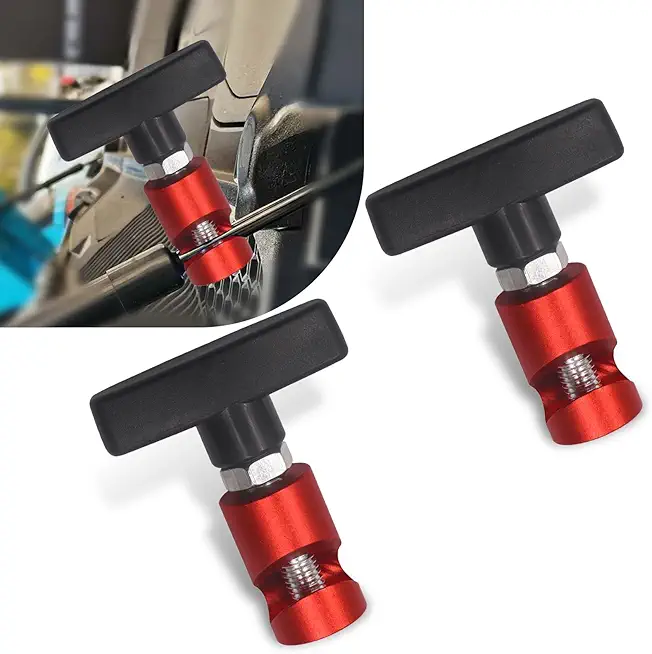 Pack-2 Car Engine Hood Lift Rod Holder, Multifunctional Threaded Fixing Type Lift Rod Anti-Pinch Device, Trunk Air Pressure Rod Anti-Slip Strut, Universal for Most Cars Fixing Tool (Red)