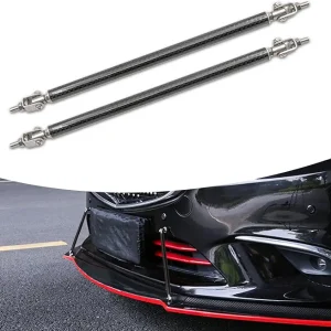 Pack-2 Front Splitter Support Rods, 20CM/7.87" Front Bumper Lip Splitter Diffuser, Retractable Pillar Tie Rod Decoration, Compatible with Most Vehicles (Carbon Fiber Black)