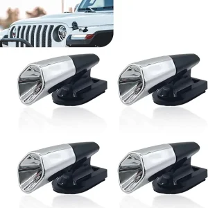 Pack-4 Car Deer Warning Devices, ABS Deer Whistles Repeller, Ultrasonic Animal Alarms, Universal Safety Auxiliary Accessory, Compatible with Most Car Models (Silver)