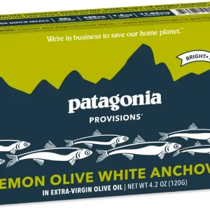 Patagonia Provisions Lemon Olive White Anchovies | Responsibly Sourced in Spain | 20g Protein & Gluten Free | 4.2 Ounce (Pack of 1)