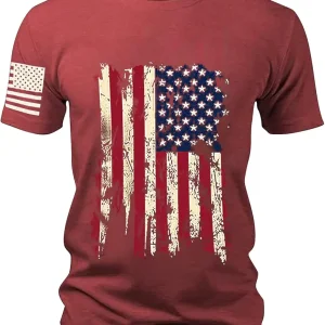 Patriotic Shirts for Men Short Sleeve Loose Fit Casual 4th of July Tshirts Lightweight Big and Tall American Flag Tee