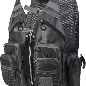 PELLOR Fly Fishing Vest, Fishing Gear Outdoor Backpack Breathable Mesh Fishing Vest Backpack for Camping Hunting