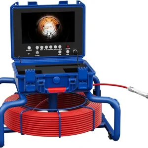 Pipe Drain Inspection Camera, 9" Screen Drain Camera With DVR,Sewer Pipeline Industrial Endoscope,Video Inspection Borescope AHD 1080P Live Recorder Color,for Duct Dr(Size:50 M/164 FT,Color:Red Cable)