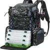 Piscifun Fishing Tackle Backpack with Rod Holders & 4 Tackle Boxes, Outdoor Fishing Bag with Waterproof Rain Cover