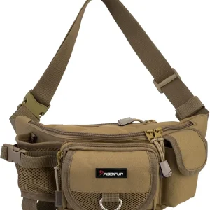 Piscifun Fishing Tackle Bag with Adjustable Waist Strap, Portable Multi-function Fanny Fishing Storage Pack, Water-Resistant Outdoor Fly Fishing Bag, Multiple Colors Available Small Fishing Bag