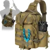 Piscifun Tackle Bag With Rod & Gear Holder - Lightweight Sling Storage Bag, Outdoor Shoulder Pack for Fishing, Hiking, Hunting