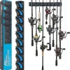 PLUSINNO Vertical Fishing Rod Holder, Wall Mounted Fishing Rod Rack, Fishing Pole Holder Holds Up to 9 Rods or Combos, Fishing Rod Holders for Garage, Fits Most Rods of Diameter 3-19mm