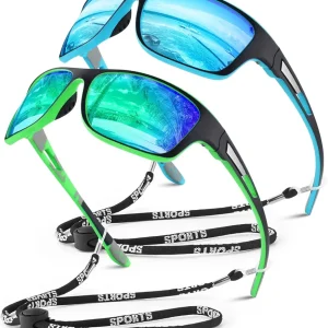 Polarized Sports Sunglasses for Men Women,Fishing Driving Rectangular Goggles UV400 Protection