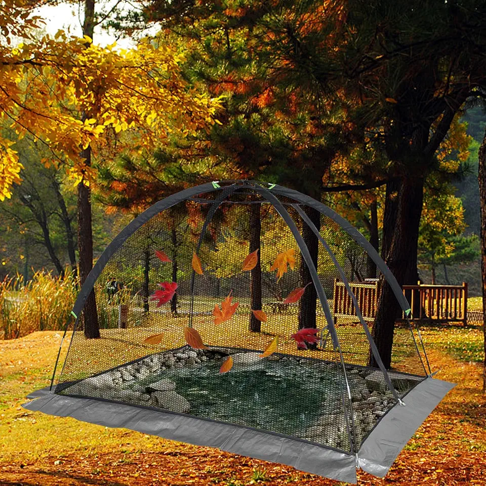Pond Cover, 9X12FT Garden Pond Net Cover Dome, Pond Cover Tent for Outdoor Fish Ponds, Ponds Netting with Zipper and Wind Rope, Netting Cover for Leaves, Plants and Pool, Balcony Koi Ponds Cover