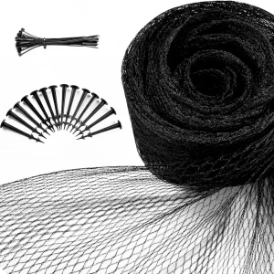 Pond Netting for Koi Ponds, 15 x 20 Pond Netting Cover for Leaves, Durable Koi Pond Net to Catch Leaves & Debris, Drive Herons, Raccoons, Cats & Predators Away, 14 Stakes Included (3/8� Mesh)