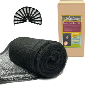 Pond Netting Kit 15FTx20FT fine and Durable mesh Heavy Duty Pool Pond Cover Net Mesh for Leaves Anti Bird Net - Free 14 pcs Stakes