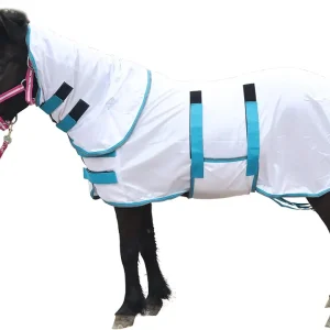 Pony/Mini Horse Fly Sheet Miniature Size 36"-50" Foal Weanling Donkey Adjustable Mesh Rugs Breathable Summer Flysheet White 44