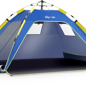 Pop Up Beach Tent Sun Shade Shelter for 4 Person with UPF 50+ Easy Setup, 3 Ventilation Windows, Extended Floor Family Instant Beach Tent