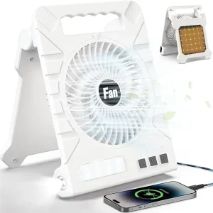Portable Battery Powered Fan Rechargeable with LED Lantern, 10000mAh Solar Camping Fan, 4 Speeds & 1-4H Timer, Suitable for Camping, Tents, Fishing, Beach, Power Outage and Outdoor Activities