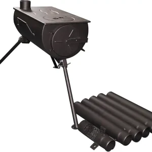 Portable, Camping wood stove. Military style. Frontier Stove, Tent Heater, Ice Fishing, with venting & Carry case. 25 lbs.