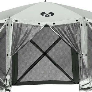 Portable Gazebo Pop up Tent for Camping, Outdoor Four Sides Pop-up Clam Screen Tent with Canopy Shelter, 1024 (6PC, Silver Grey)