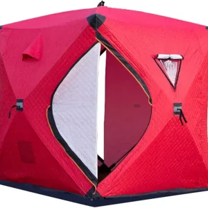 Portable Ice Fishing Shelter 3-4 Person Ice Fishing Tent Insulated Ice Fishing Shelter Thermal Ice Fishing Shanty with Insulated Layer for Winter Fishing (A Type 3~4 Person)