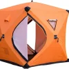 Portable Ice Fishing Shelter 3-4 Person Ice Fishing Tent Insulated Ice Fishing Shelter Thermal Ice Fishing Shanty with Insulated Layer for Winter Fishing (D Type 3~4 Person)