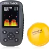 Portable Rechargeable Fish Finder Wireless Sonar Sensor Fishfinder Depth Locator with Fish Size, Water Temperature, Bottom Contour, Color LCD Display