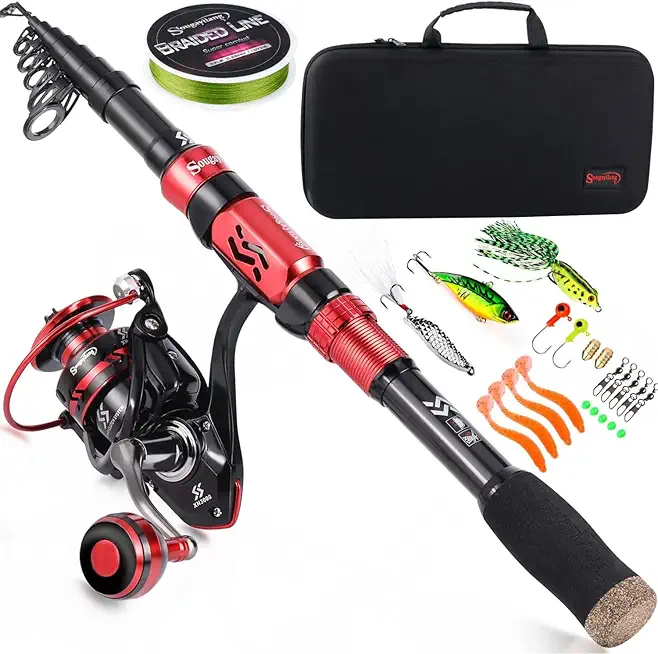 Portable Telescopic Fishing Rod Reel Combos Carbon Fiber Spinning Fishing ploe and Spinning Reel