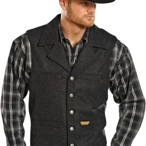 Powder River Men's Black Solid Montana Vest