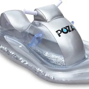 POZA Inflatable Snowmobile Sled- Luxurious Snow Sled with Handles and Filled with Gold Snowflake Confetti, Premium Cold Resistant Heavy Duty PVC Sled for Adults and Kids - 51 Inch