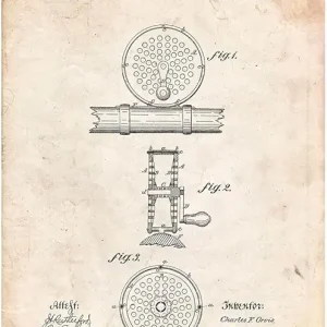 PP225-Vintage Parchment Orvis 1874 Fly Fishing Reel Patent Poster 36x48 Huge Unframed Art Print Poster Ready for Framing by Borders, Cole