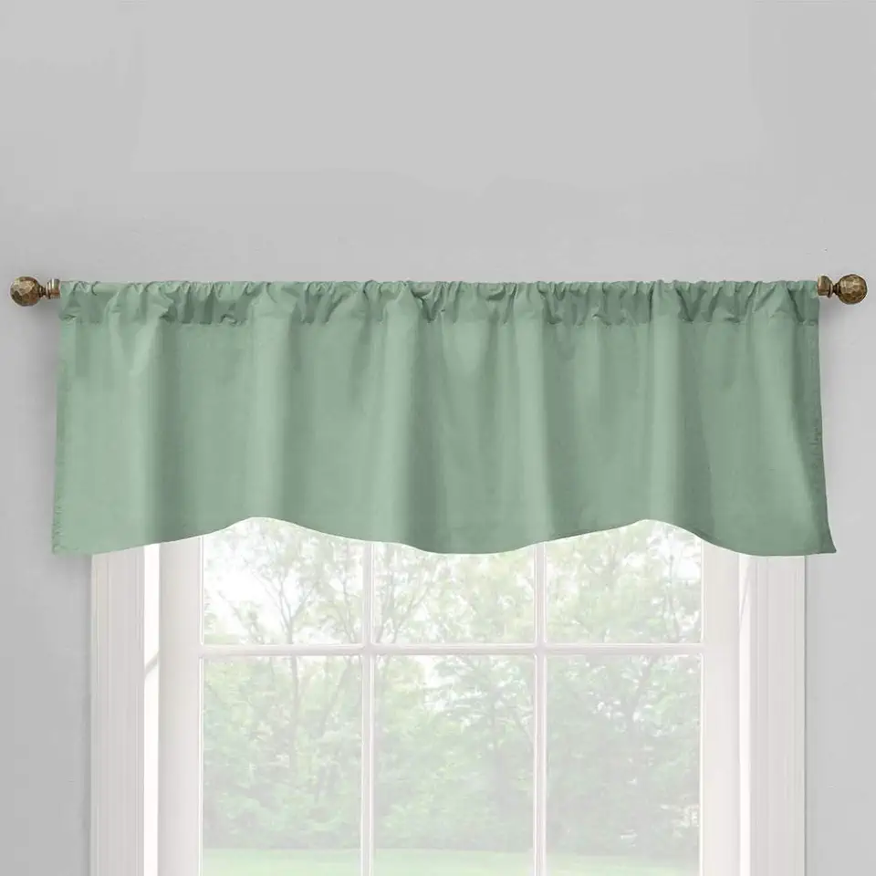 Prescott Top Scalloped Tailored Valance with 3" Rod Pocket - 60x18 Sage