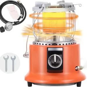 Protable Propane Heater, 13000BTU 2 in 1 Camping Stove, Tent Heater with Regulator and Hose, Fast Heating, for Ice Fishing, Hiking, Hunting, Emerency, Patio,Orange