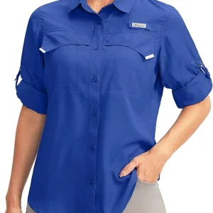 Pudolla Women's UPF 50+ UV Sun Protection Shirts Long Sleeve Fishing Hiking Shirt Cool Lightweight Travel Safari Shirts