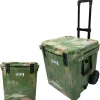 QuadraX 46QT Wheeled Rotomolded Portable Hard Cooler for Camping, Fishing, Beach | Heavy Duty Insulated Ice Chest with Wheels and Handle | Cold Retention 5 Days (Hunter Camo)