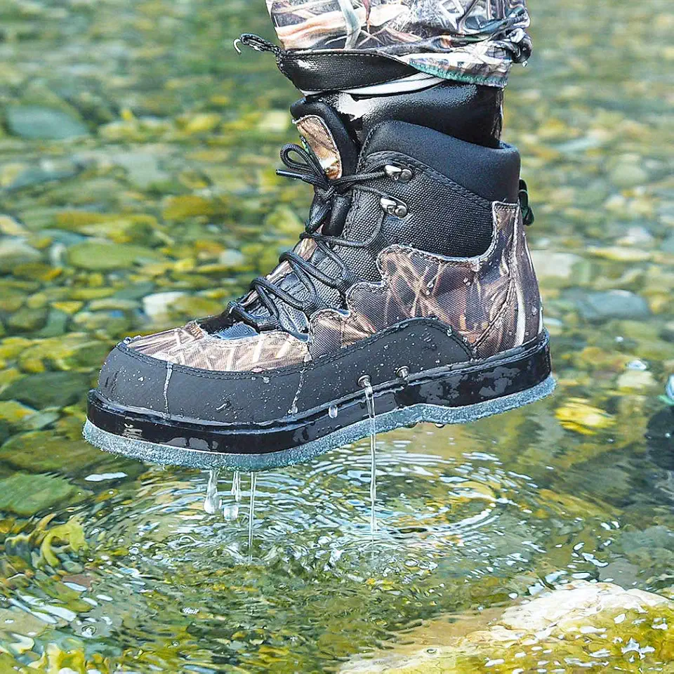 Quick-Dry Wading Boots Camo Pattern with Felt Sole or Rubber Sole