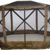 Quick-Set Escape Sky Camper 11.5� x 11.5� Pop-Up Outdoor Gazebo Instant Screen Tent 6-Sided Canopy Shelter w/Ground Stakes & Carry Bag, Brown