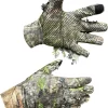 QuikCamo Mossy Oak and Realtree Lightweight 3D Leafy Camo Hunting Gloves for Men (Touch Screen Enabled or Fingerless Options)