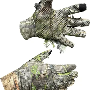 QuikCamo Mossy Oak and Realtree Lightweight 3D Leafy Camo Hunting Gloves for Men (Touch Screen Enabled or Fingerless Options)