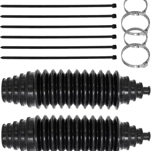 Rack and Pinion Boot Inner Tie Rod Boot Kit, Steering Rack Boot Tool Set with Pinion Bellow Cable Ties and Clamps, Waterproof Dustproof Silicone Bellow Car Boots Accessories 103-3070(Black)
