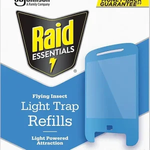 Raid Essentials Flying Insect Light Trap Refills, 2 Light Trap Refill Cartridges, Featuring Light Powered Attraction