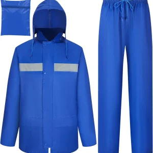 Rain Gear for Men Women Waterproof Lightweight Rain Suits Hideaway Hood Rain Jacket and Rain Pants for Outdoor