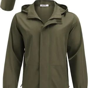 Rain Jacket Men Waterproof Lightweight Packable Raincoat Hooded Windbreaker For Hiking Golf Running
