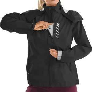 Rain Jacket Women Cycling Windbreaker Lightweight Running Bike Jackets Hooded Waterproof Hiking Coats With Pockets
