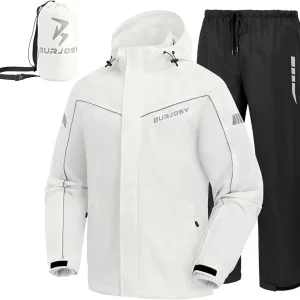 Rain Suit for Men, Packable Waterproof Rain Jacket & Pants, Reflective Raincoat Rain Gear for Outdoor Golf Hiking Fishing