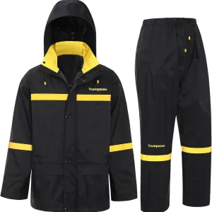 Rain Suit Mens Classic Waterproof Raincoats Hooded Jacket and Pants Breathable for Outdoor Activities and Work