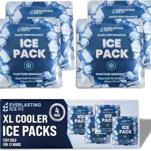 Rapid Performance Reusable Ice Packs for Lunch Boxes, Lunch Bags or Coolers | 4 Pack | Cold for Up to 12 Hours | Ice Packs for Cooler, Long Lasting for Camping, Beach, & School